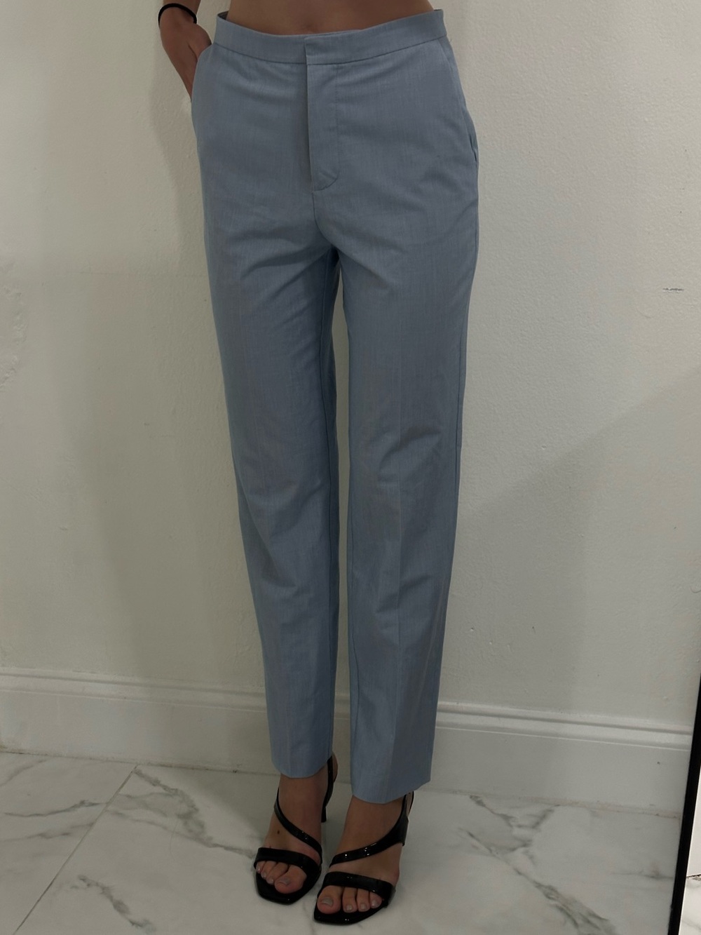 Mango Mens Slim Tailored Pants in Light Blue